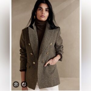 Banana Republic Herringbone Captain’s Blazer Size 4 NWOT